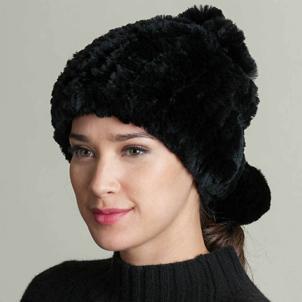 Overland Knitted Rex Rabbit Fur Convertible Beanie